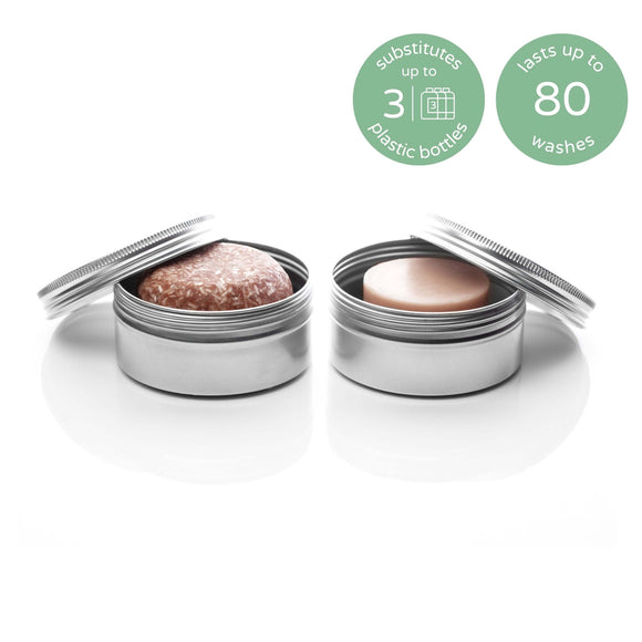 argan roots shampoo & conditioner bar travel set.